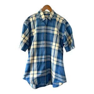 Men’s RedHead 100% cotton blue plaid pattern shirt sleeves button down shirt